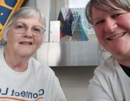 Kaye & Ann at the Connect Local Pop-up at Carnegie Library
