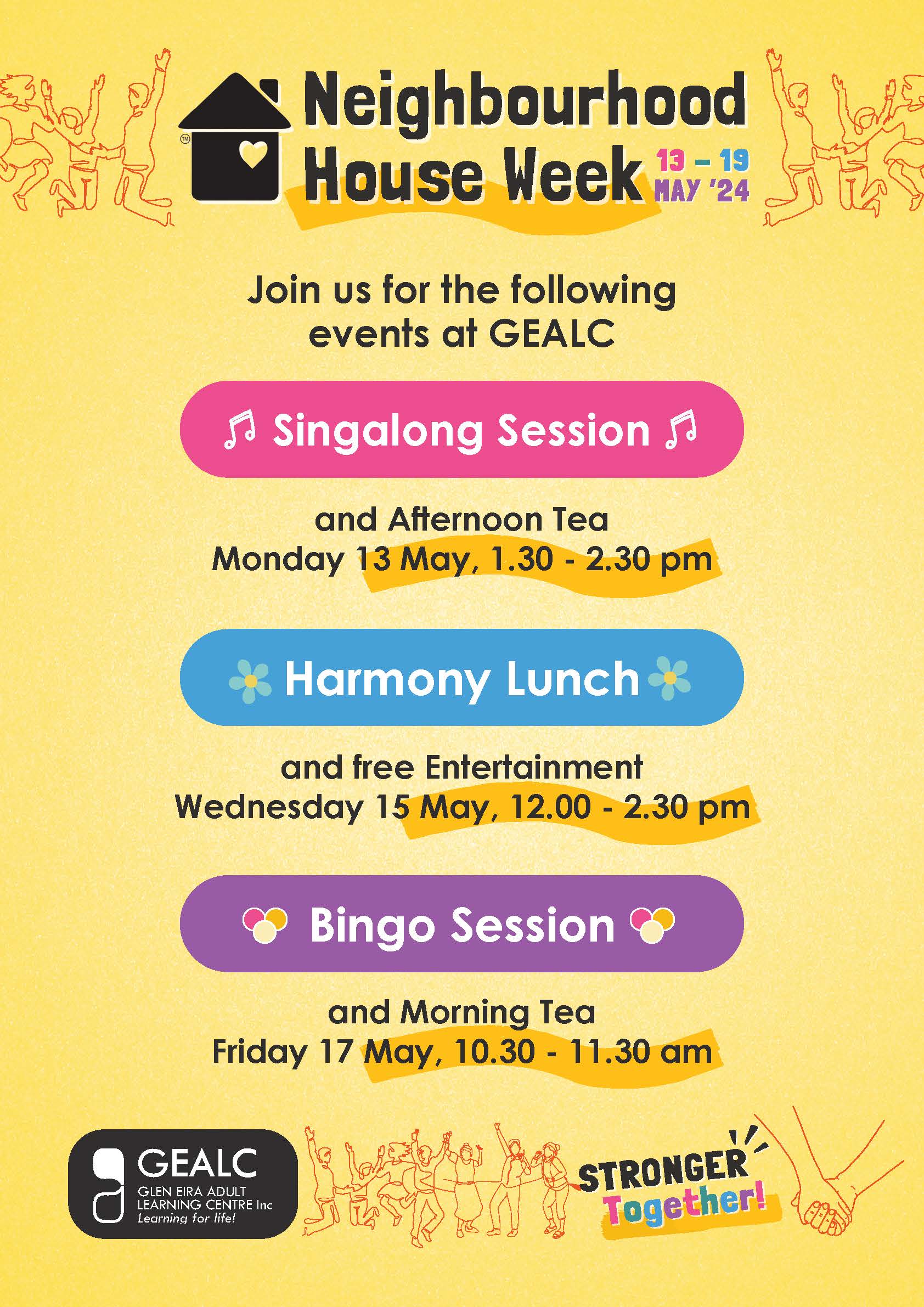 GEALC Neighbourhood House Week Poster