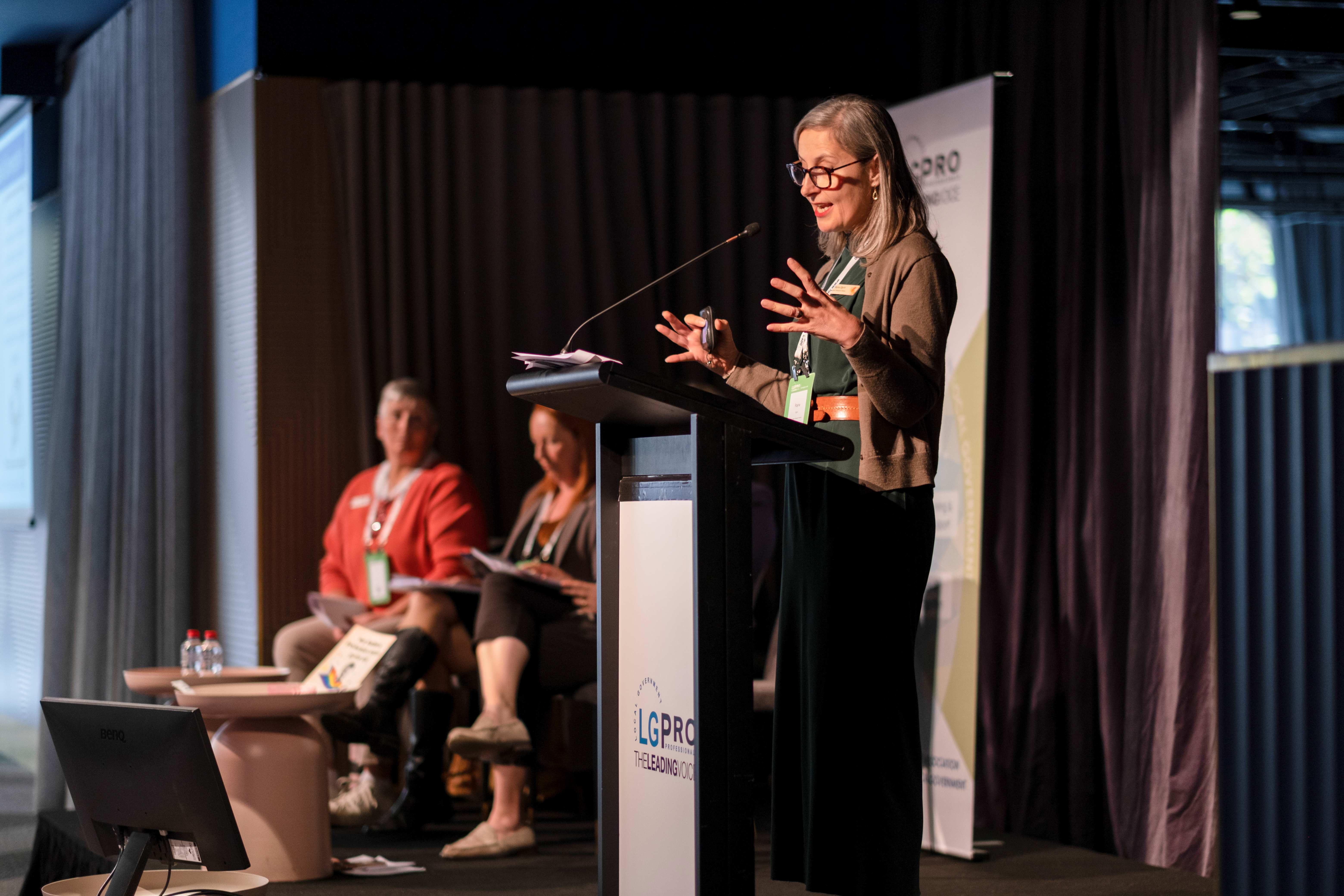 Rajna presenting at a conference